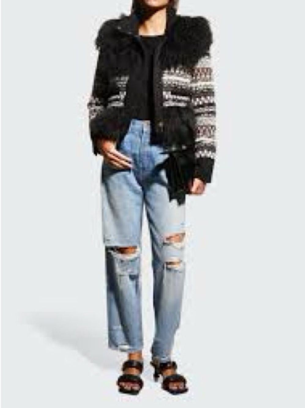 Veronica Beard Nelway Faux Shearling Tweed Jacket Size Medium